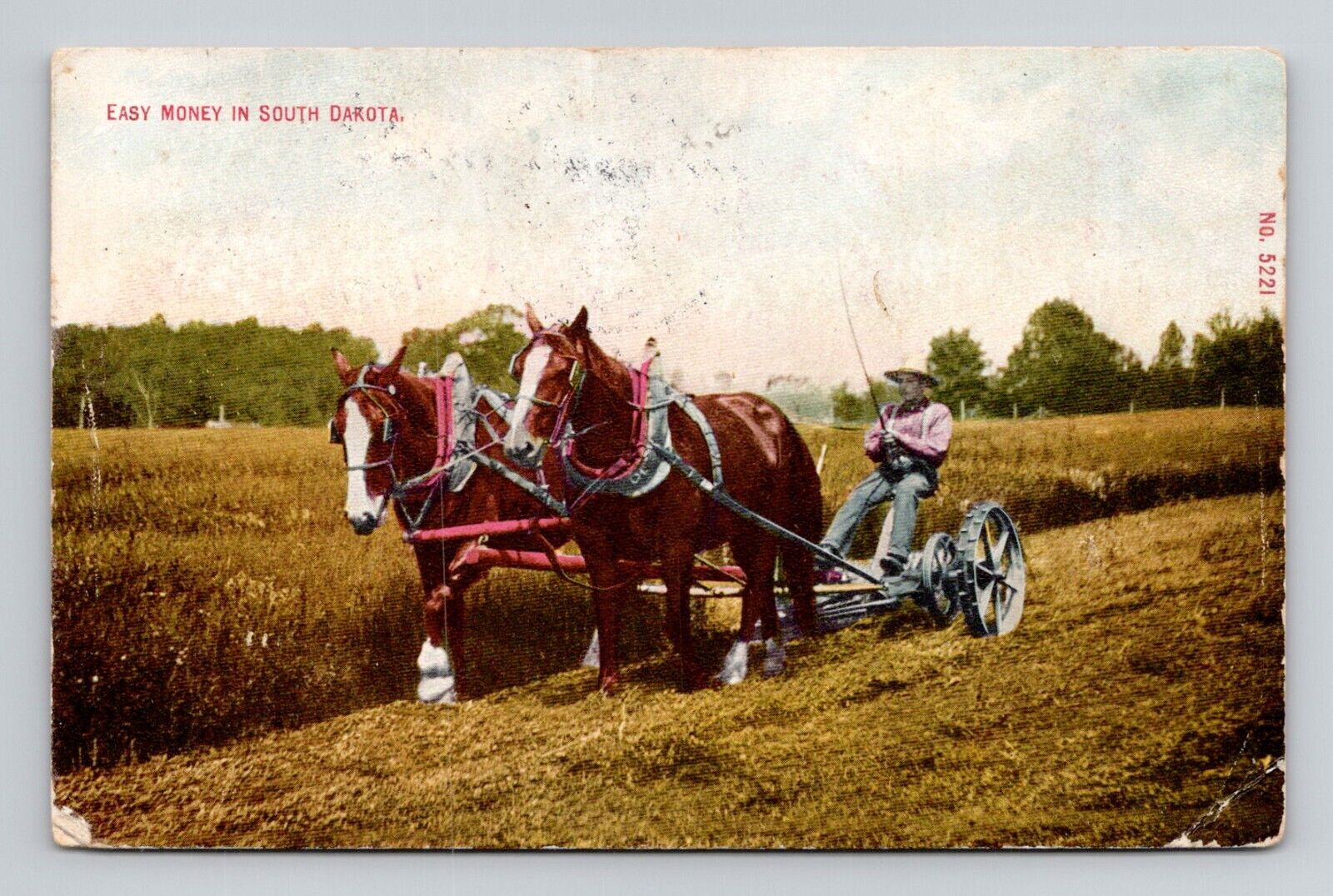 Postcard Farmer & Horse Plow \