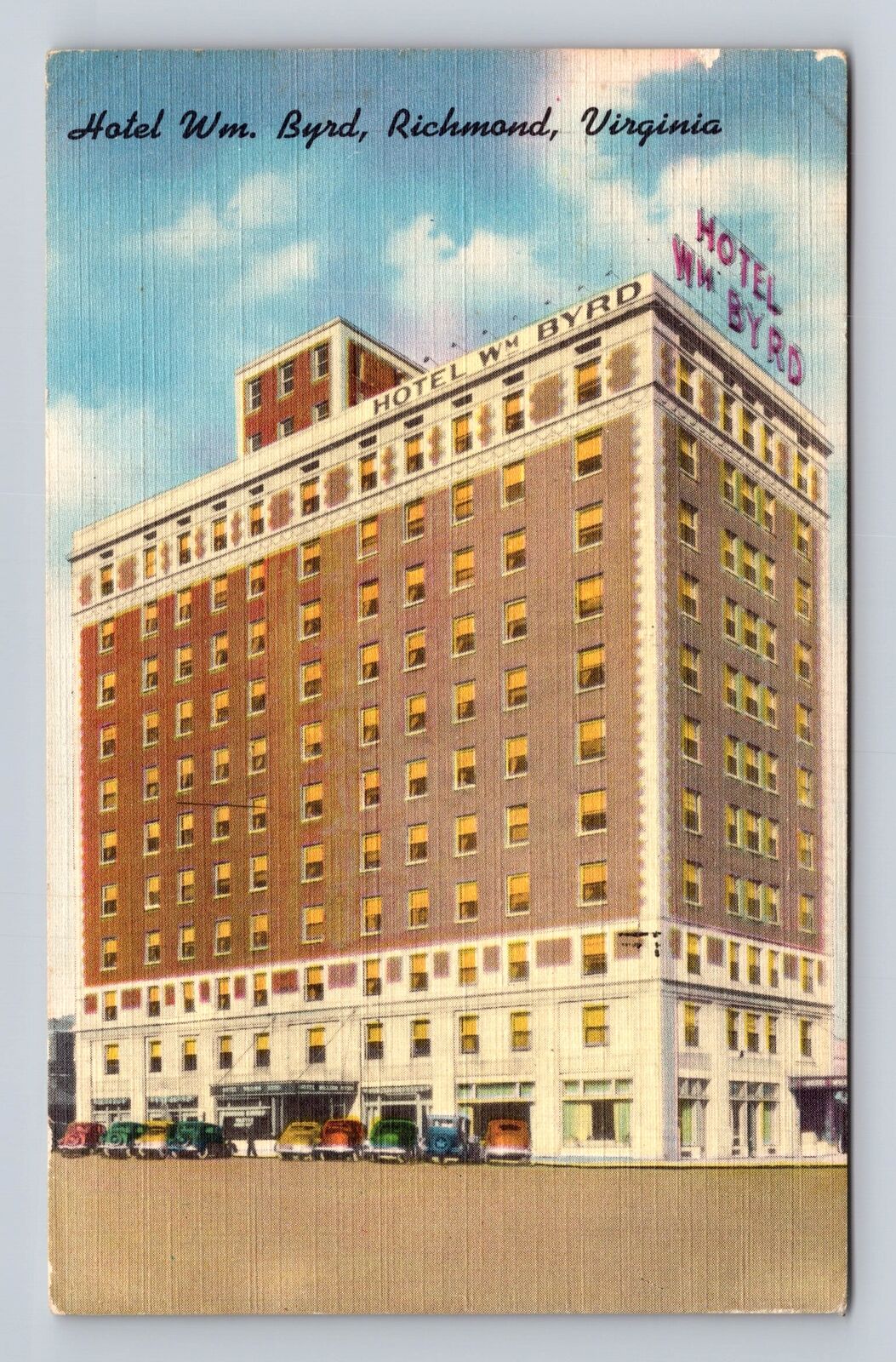 Richmond VA-Virginia, Hotel Wm. Byrd, Advertising Vintage c1952 Postcard