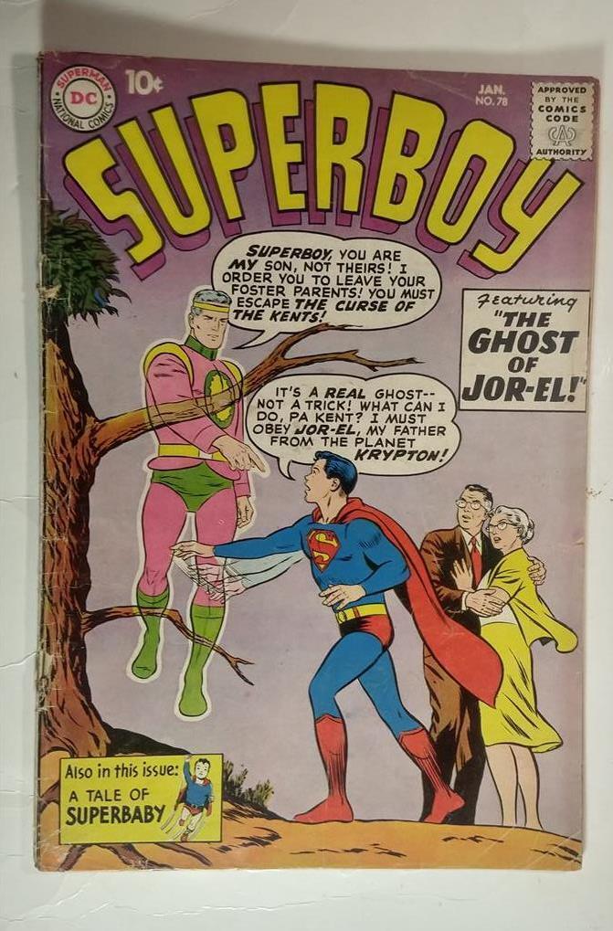 SUPERBOY #78 JAN 1960 DC COMICS JOREL ORIGIN SUPERBOY CAPE MR MXYZPTLK G/VG BUT
