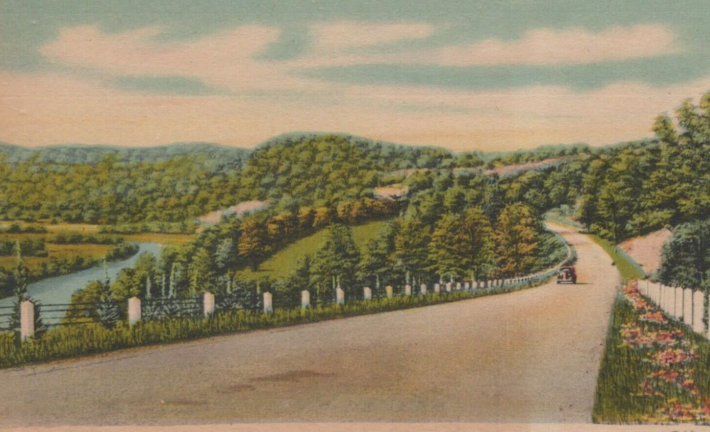Beautiful Countryside Road in Brinkley Arkansas White Border Vintage Post Card