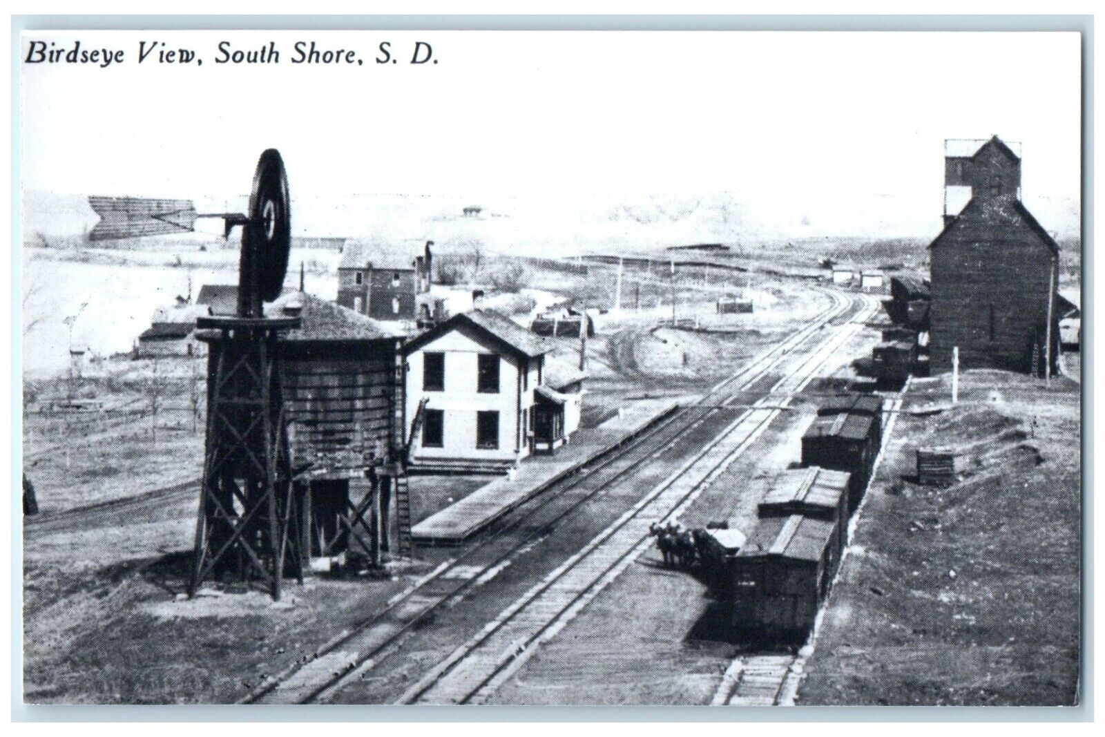 c1960 Birdseye South Shore South Dakota Train Depot Station RPPC Photo Postcard