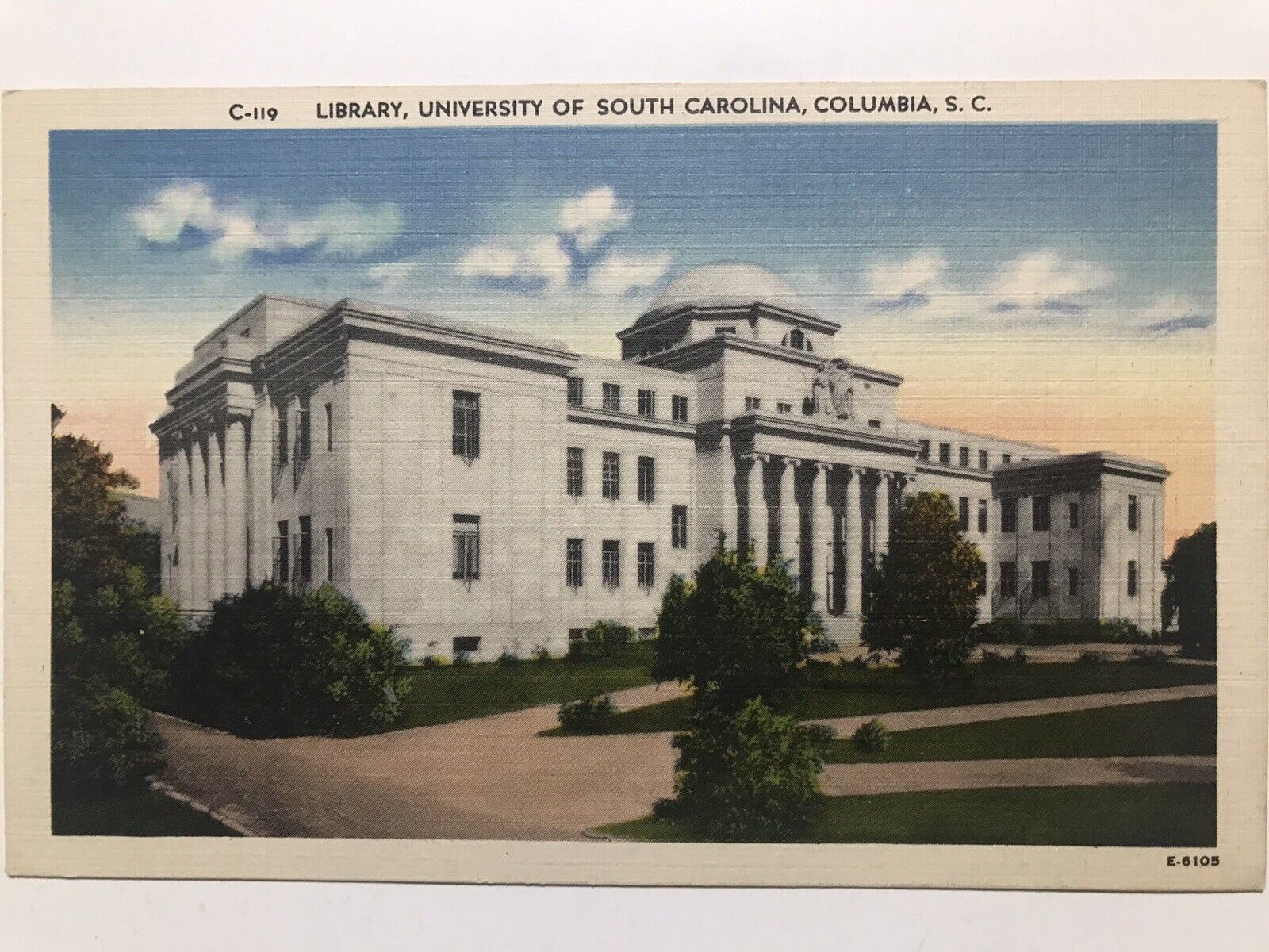 1940 Library University Of South Carolina Columbia South Carolina Postcard