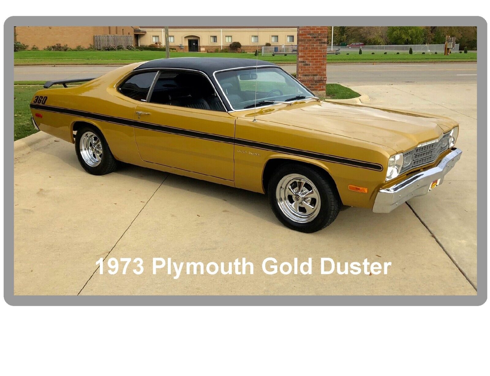 1973 Plymouth Gold Duster Black Top Refrigerator / Tool Box  Magnet
