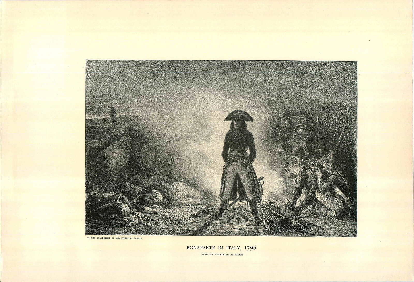 1897 Napoleon Bonaparte In Italy in 1796 Soldiers Campfire Sword PRINT