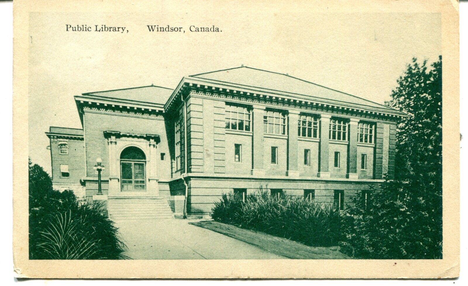 Canada Windsor - Public Library 1918 uncommon view sepia postcard