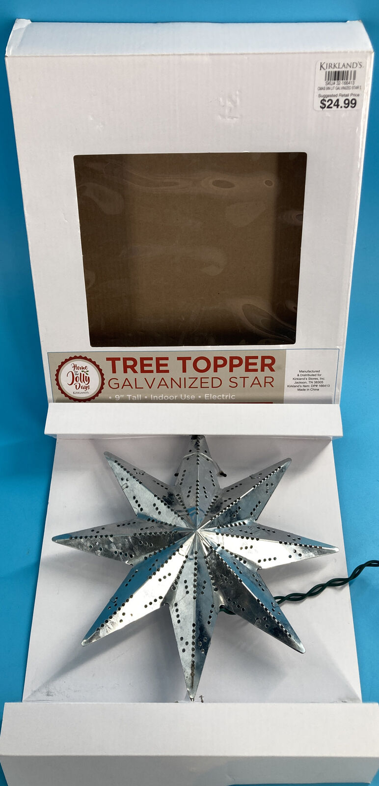 Kirklands Galvanized Metal 9” Star Tree Topper GREAT CONDITION Replacement Bulb
