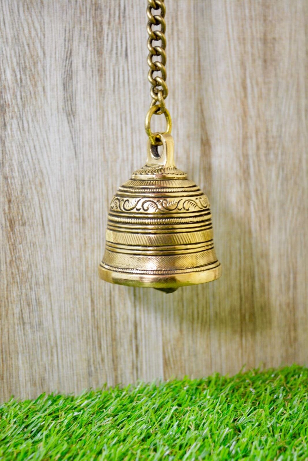Vintage Matte Wall Hanging Bell With Brass Chain And Hook For Gates Home Office 