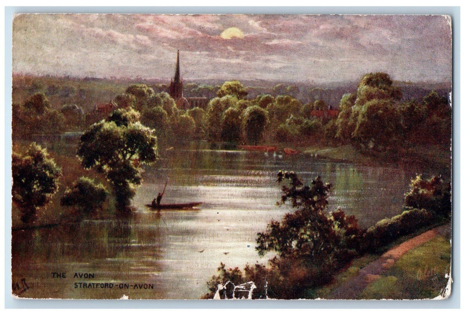 1915 The Avon Stratford-On-Avon England Oilette Tuck Art Antique Postcard