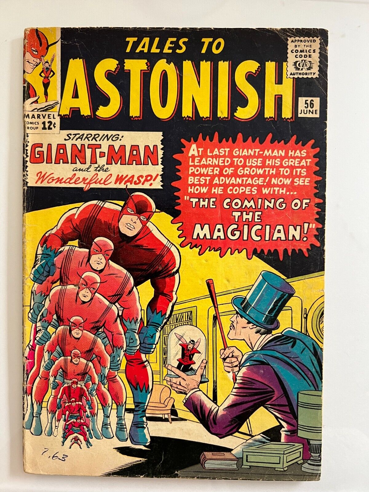 Tales to Astonish #56 (Marvel, 1964) Giant-Man and the Wasp battle the Magician.