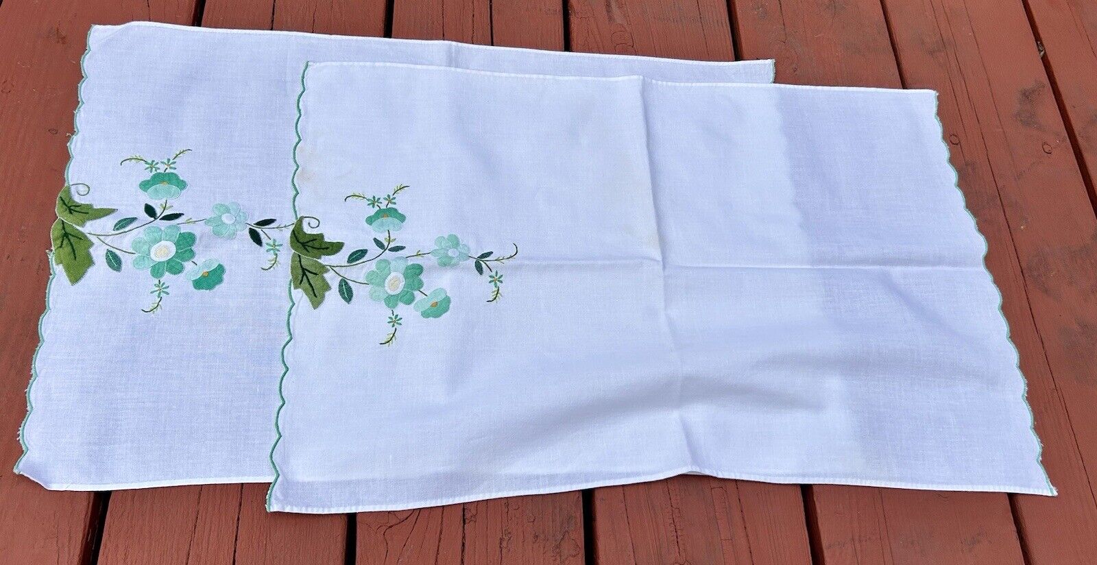 Vintage pair of embroidered placemats