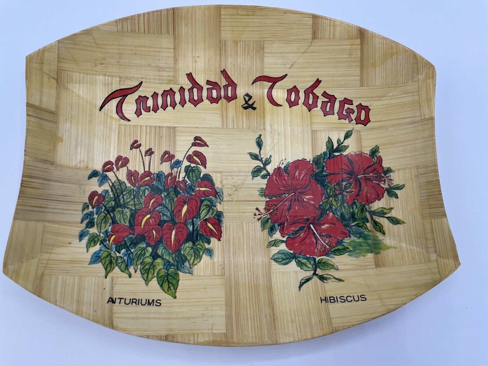 Trinidad and Tobago Bamboo Souvenir Tray 9”