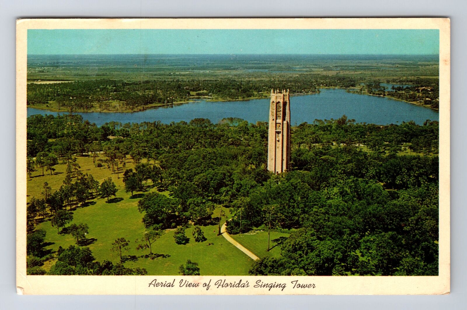 Lake Wales FL-Florida, Aerial Of Singing Tower, Antique, Vintage c1964 Postcard