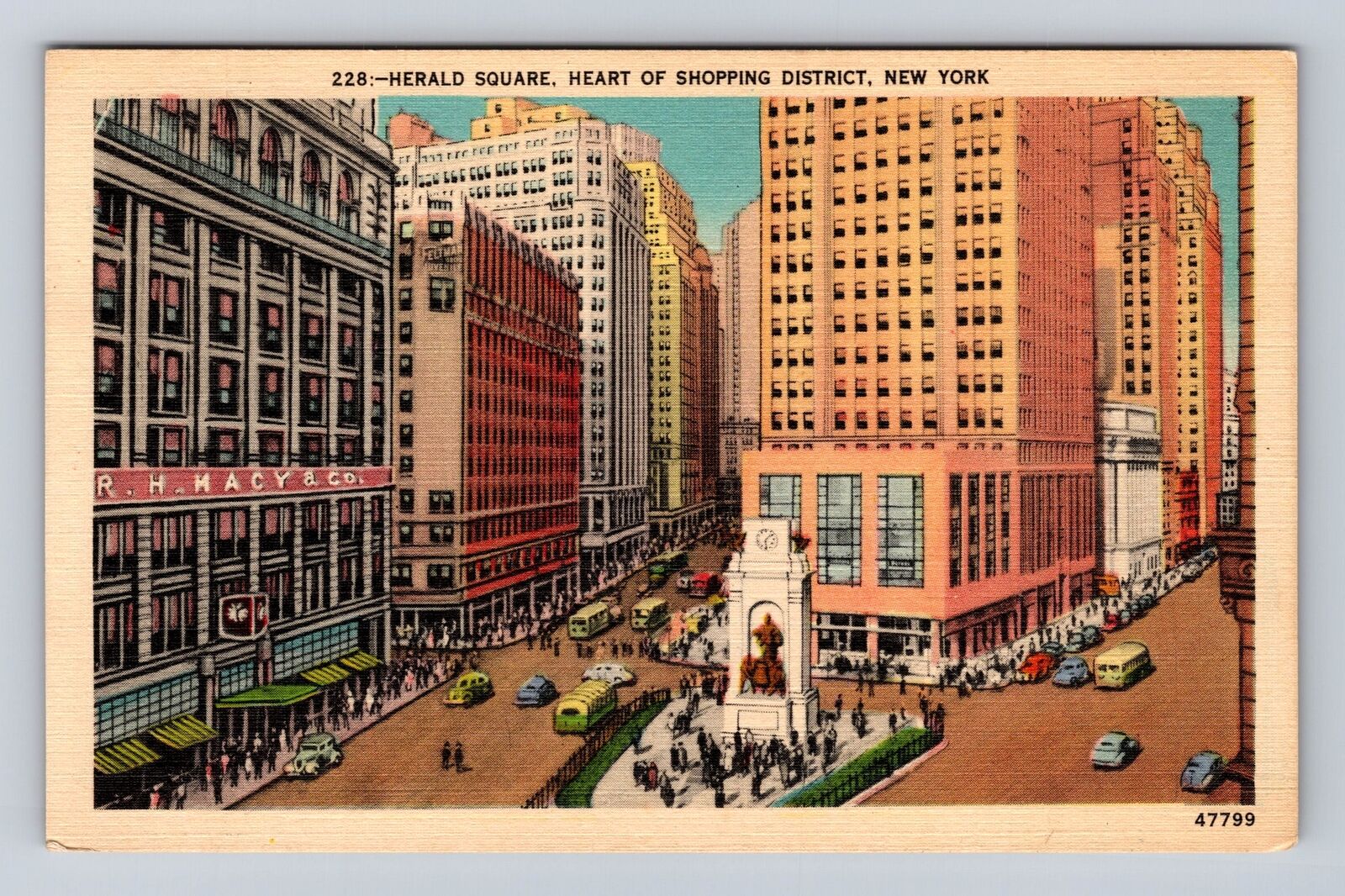 New York City NY, Herald Square Shopping District, Antique Vintage Postcard