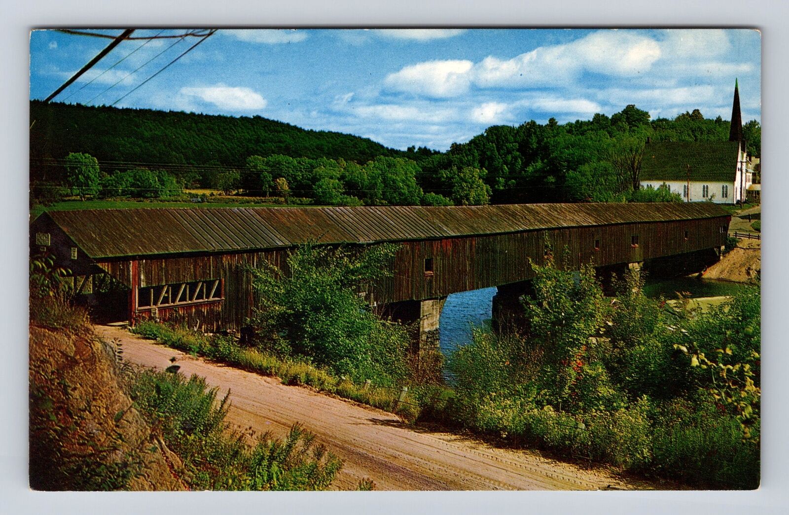Bath NH-New Hampshire, Old Covered Bridge, Ammonoosuc River, Vintage Postcard