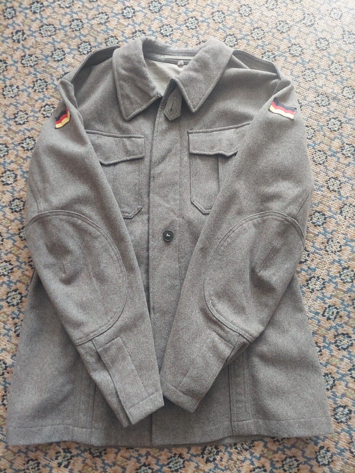 Authentic German Coat  Army Olive Wool Military Jacket Flag Nato Officers