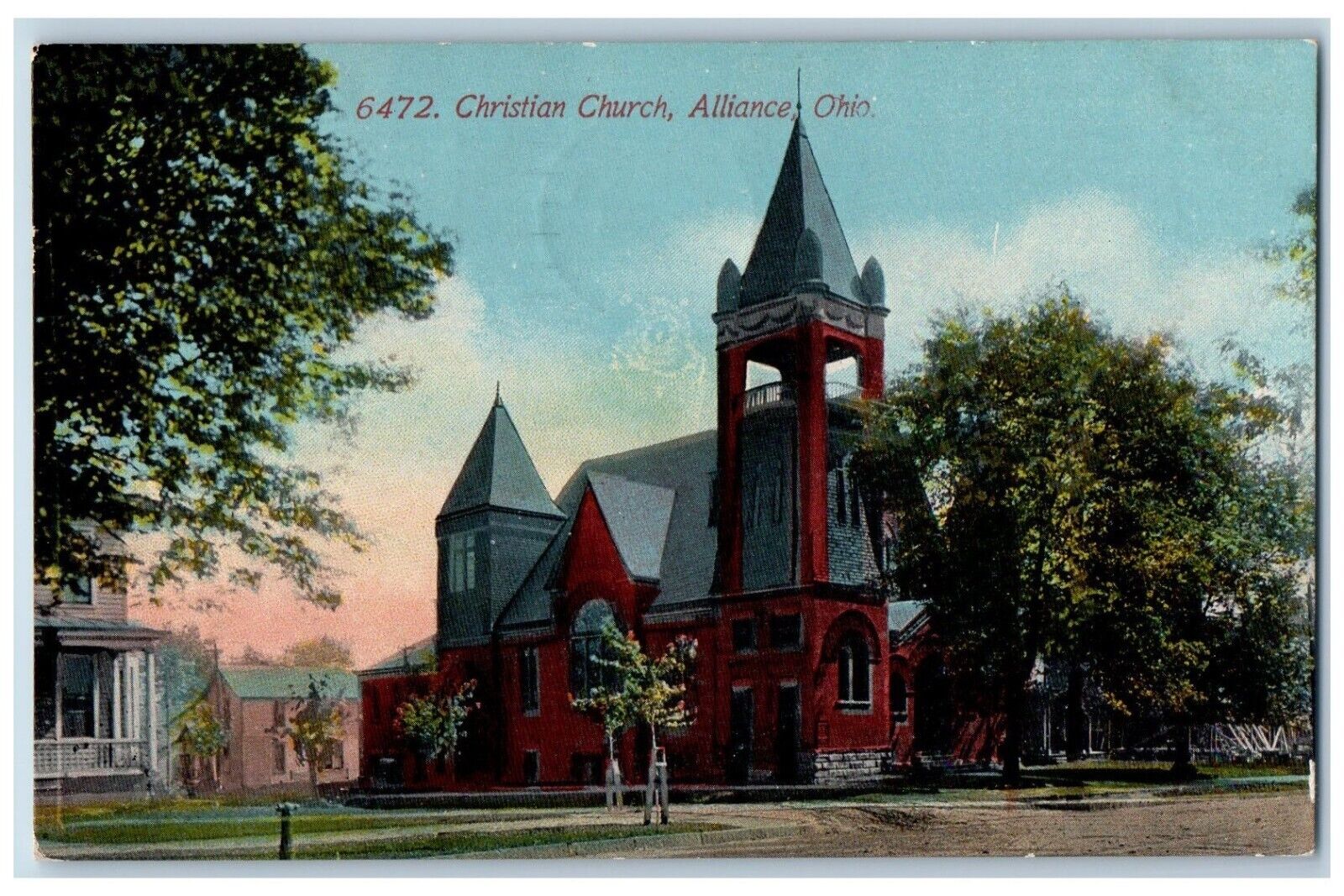 Alliance Ohio OH Postcard Christian Church Building Exterior View 1913 Antique