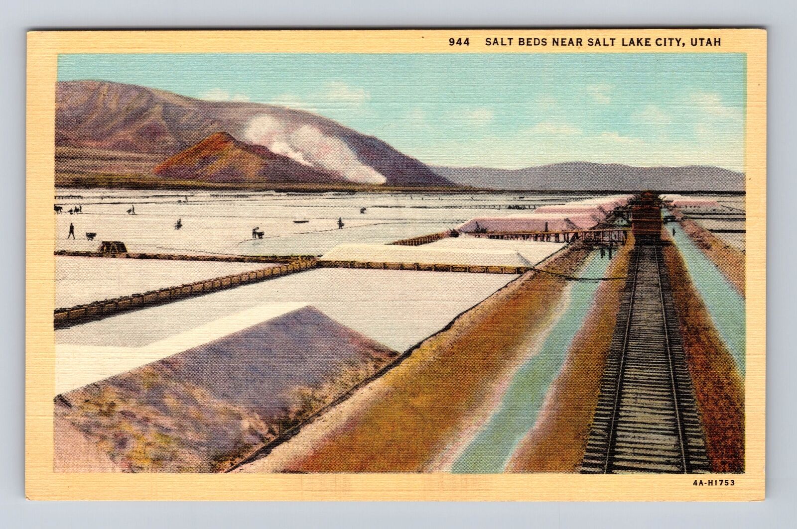 Salt Lake City UT-Utah, Salt Beds, Great Dead Sea, Vintage Souvenir Postcard