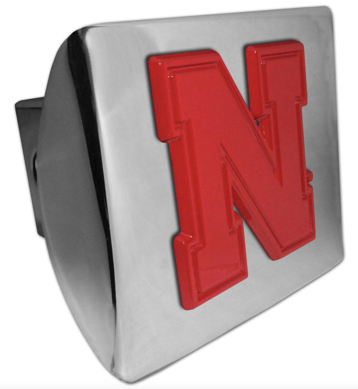 university of nebraska red emblem chrome trailer hitch cover usa made