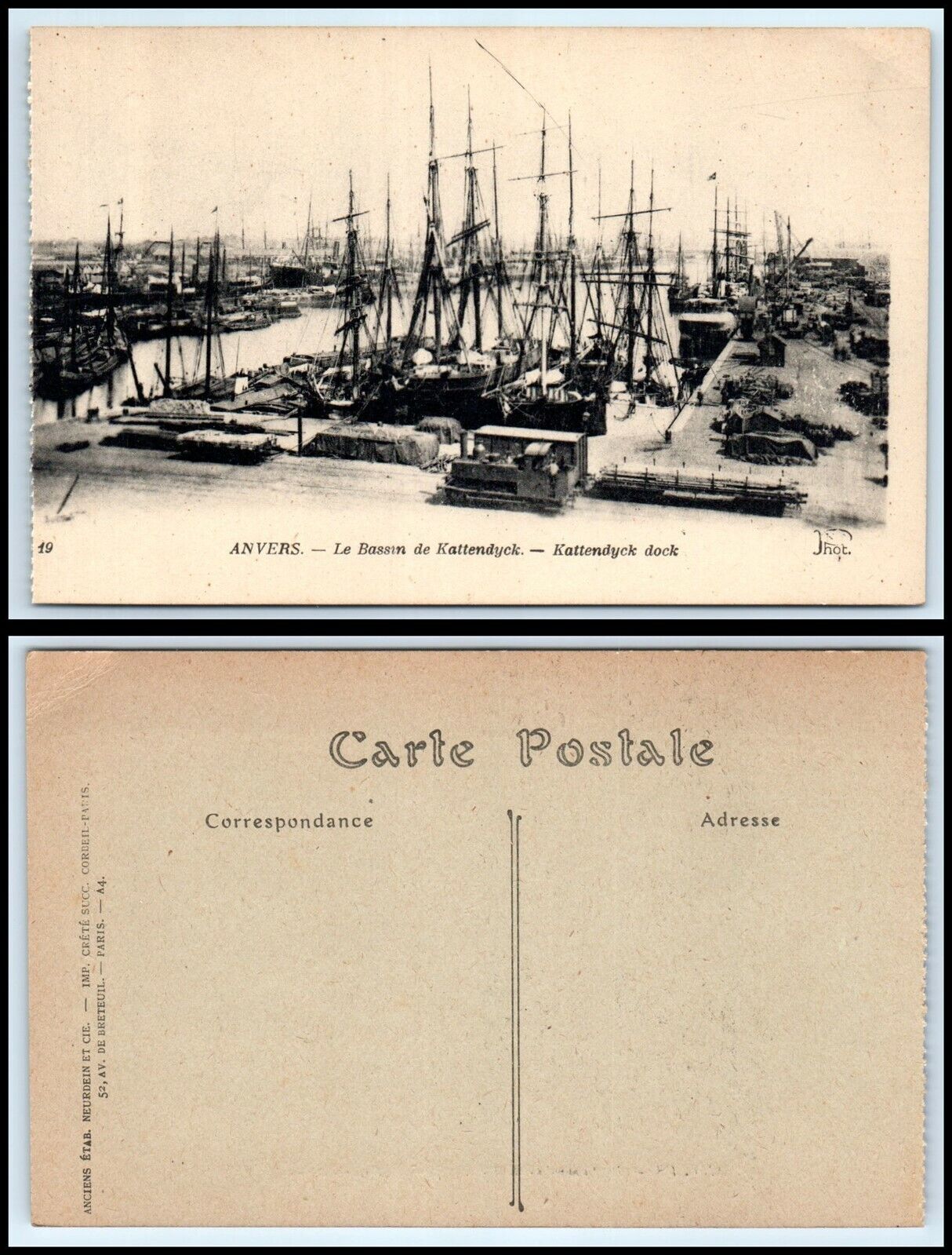 BELGIUM Postcard - Antwerp, Kattendyck Dock J38 