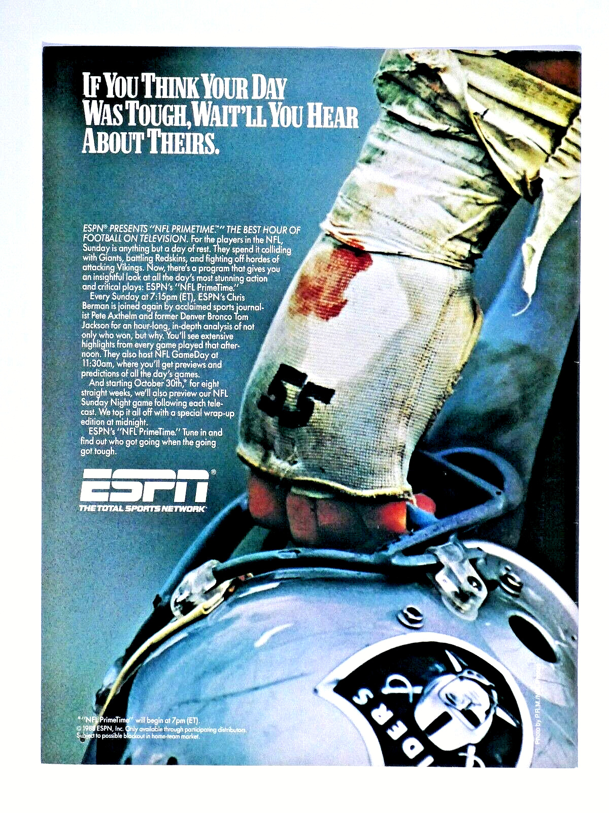 Oakland Raiders 1988 Vintage ESPN Original Print Ad 8.5 x 11\