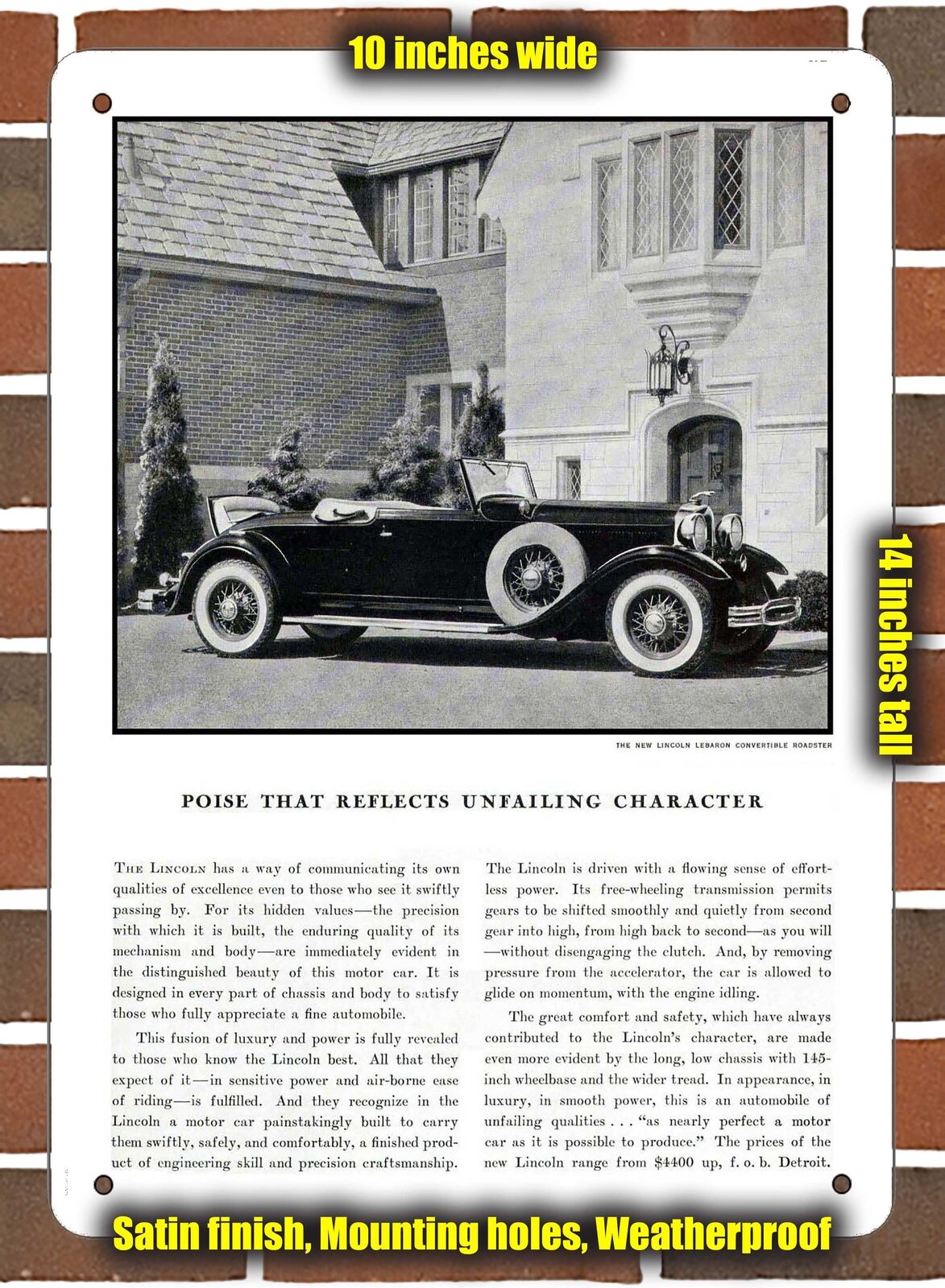 METAL SIGN - 1931 Lincoln Vintage Ad 10