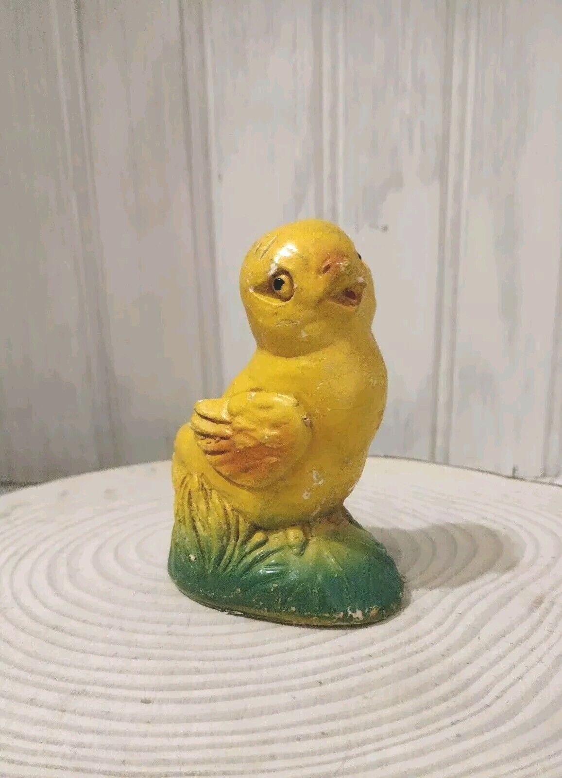 Vintage Chalkware Easter Chick Hand Painted Farmhouse Country