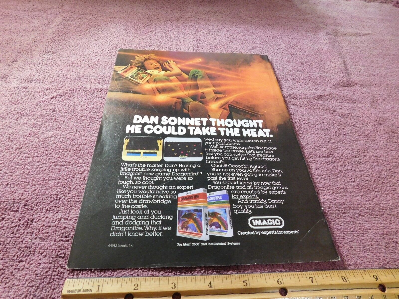Vintage Video Game Ad 1983 Dragonfire by Imagic Atari 2600 & Intellivision