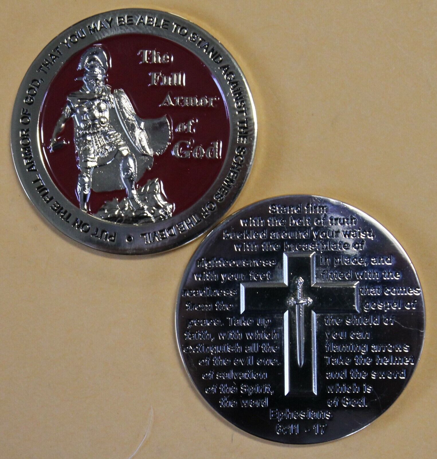 Armor of God Ephesians 6:11 - 17 Military Challenge Coin