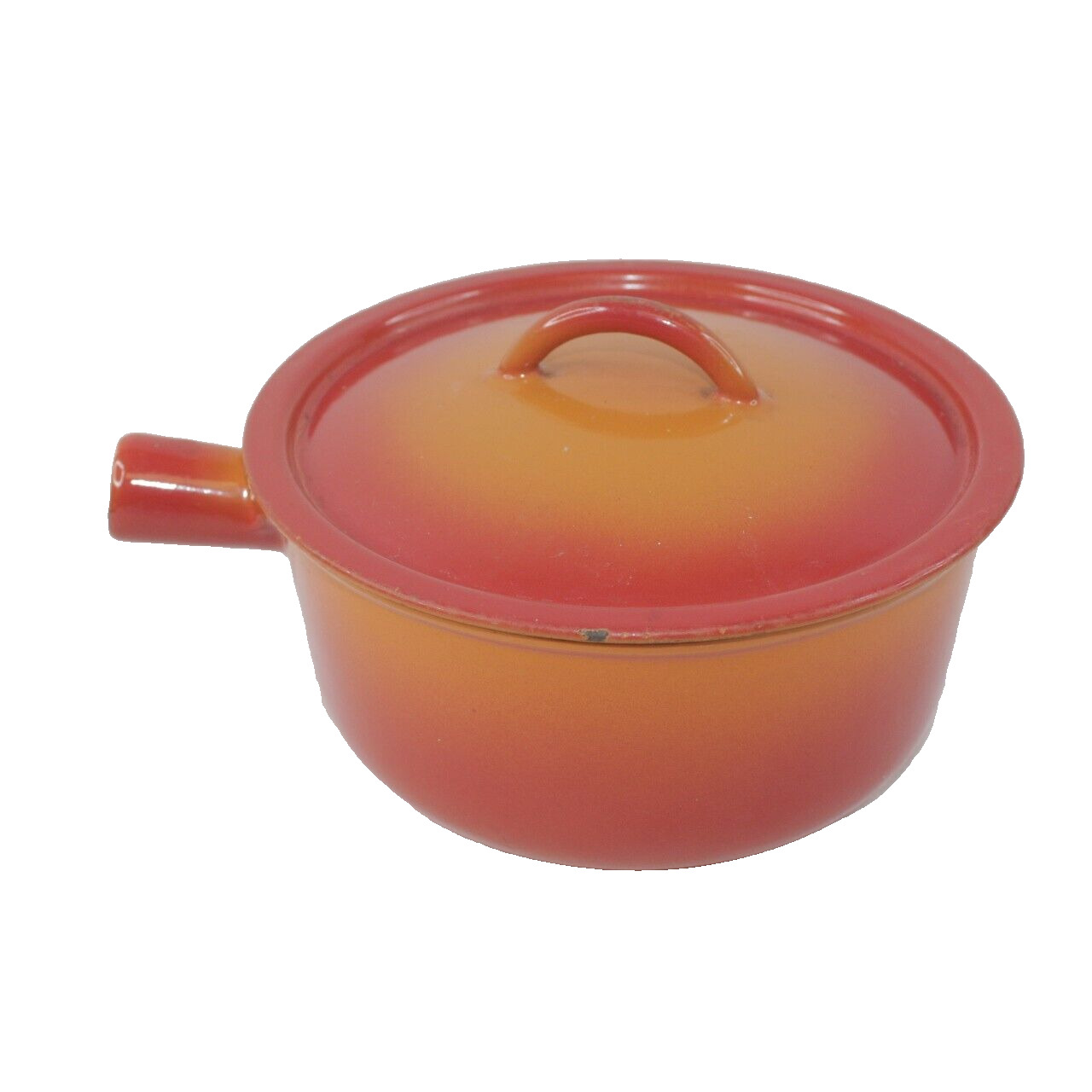 VTG Descoware Flame Orange Enamel Cast Iron FE 80-C Saucepan Pot & 18 Lid