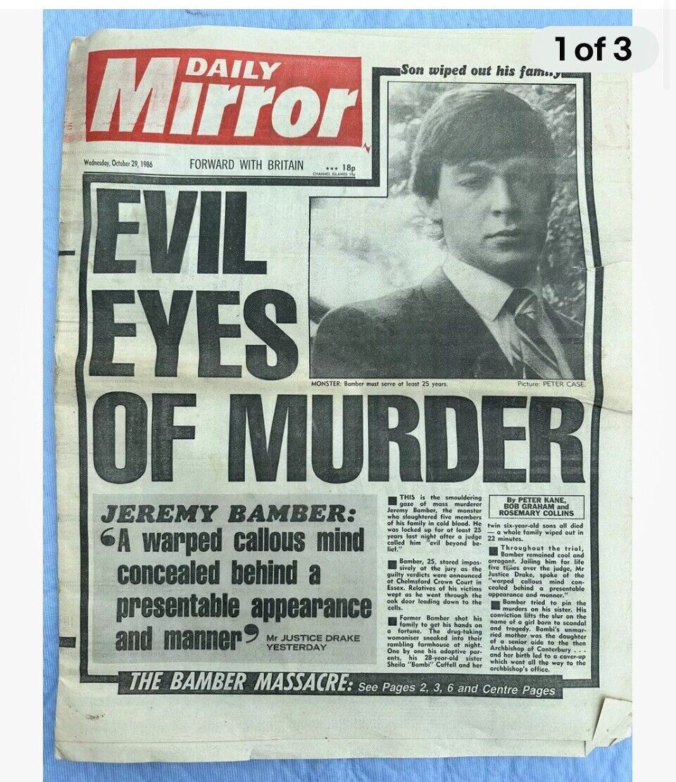 Jeremy Bamber Mirror Newspaper 1986 (Very Rare)