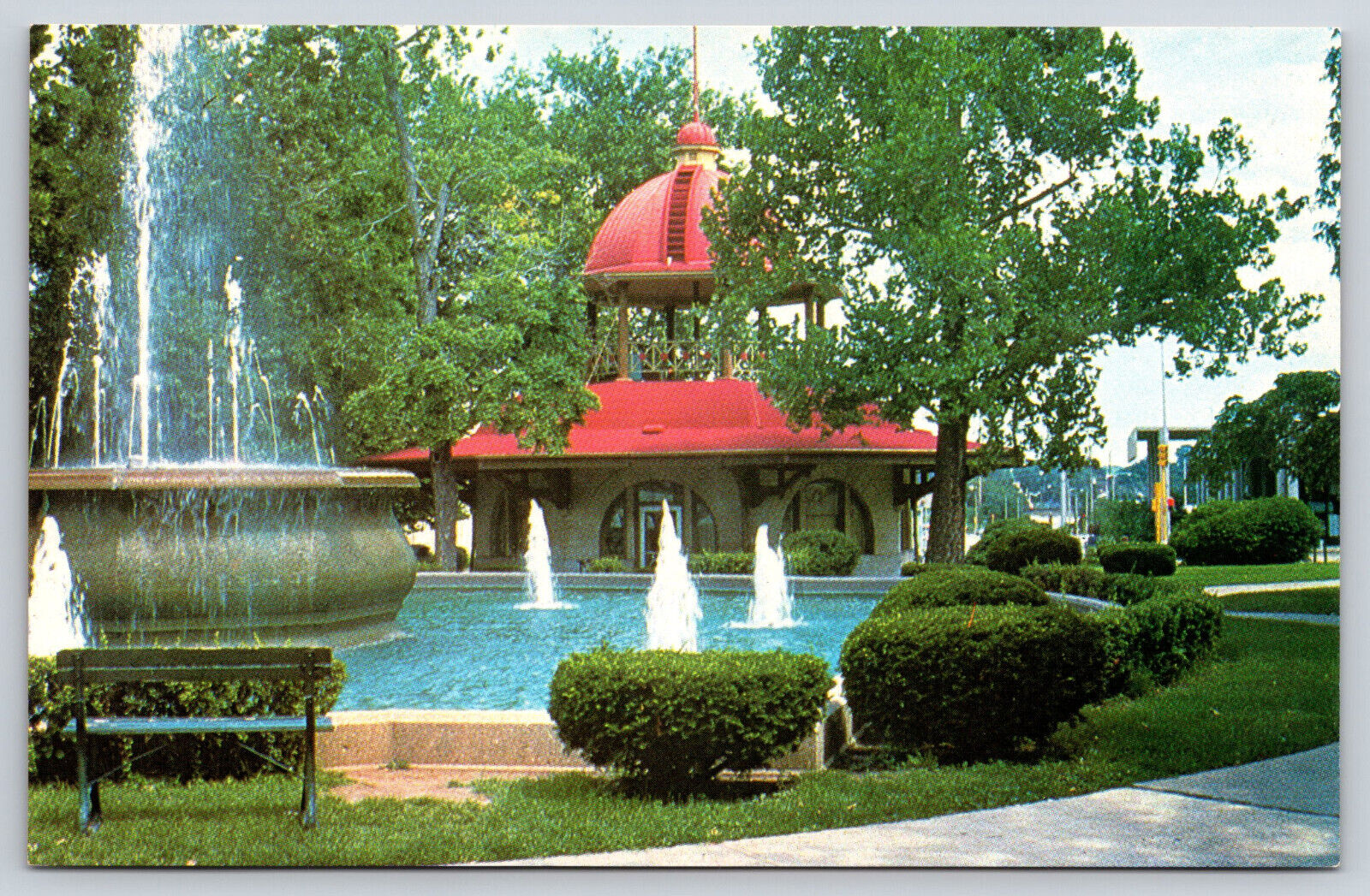 Decatur IL-Illinois, Central Park, Transfer House, Fountain, Vintage Postcard