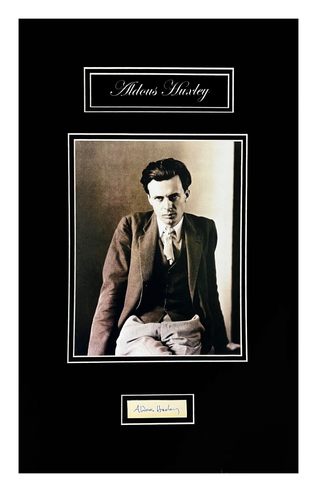 Aldous Huxley Document  Cut Museum Framed Ready to Display