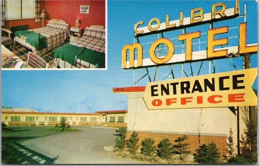 Vintage 1960s Montreal, Quebec CANADA Postcard MOTEL COLIBRI Route 2 Roadside
