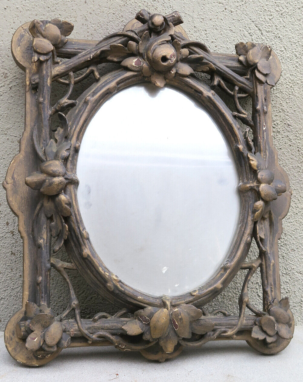 Antique 19C French Italy Gilt Mirror Frame Rose Carved for KPM plaque painting