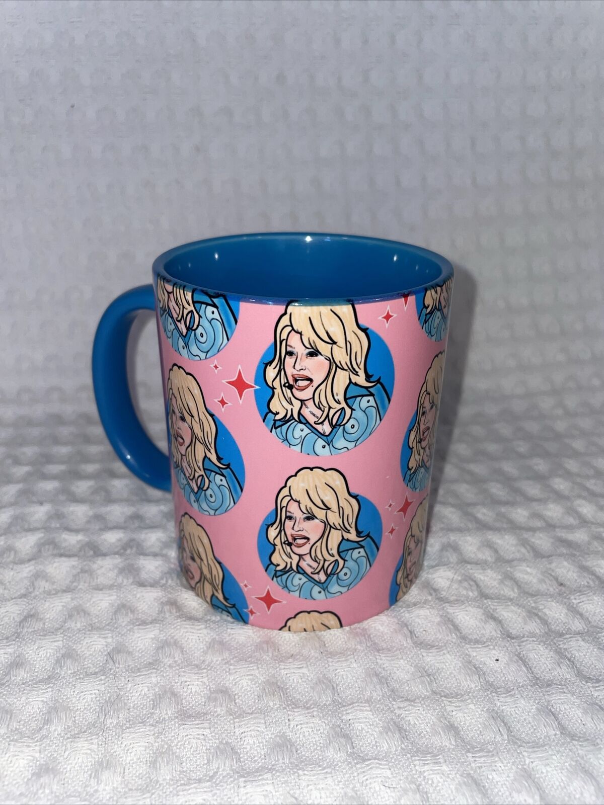 Dolly Parton Pink And Blue Coffee Mug 11 Oz