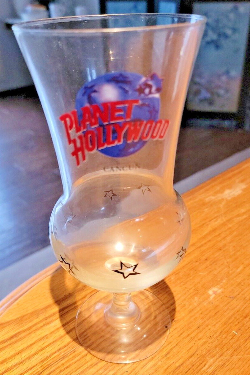 Vintage Planet Hollywood Cancun Drink Large Hurricane Glass Memorabilia Drinking