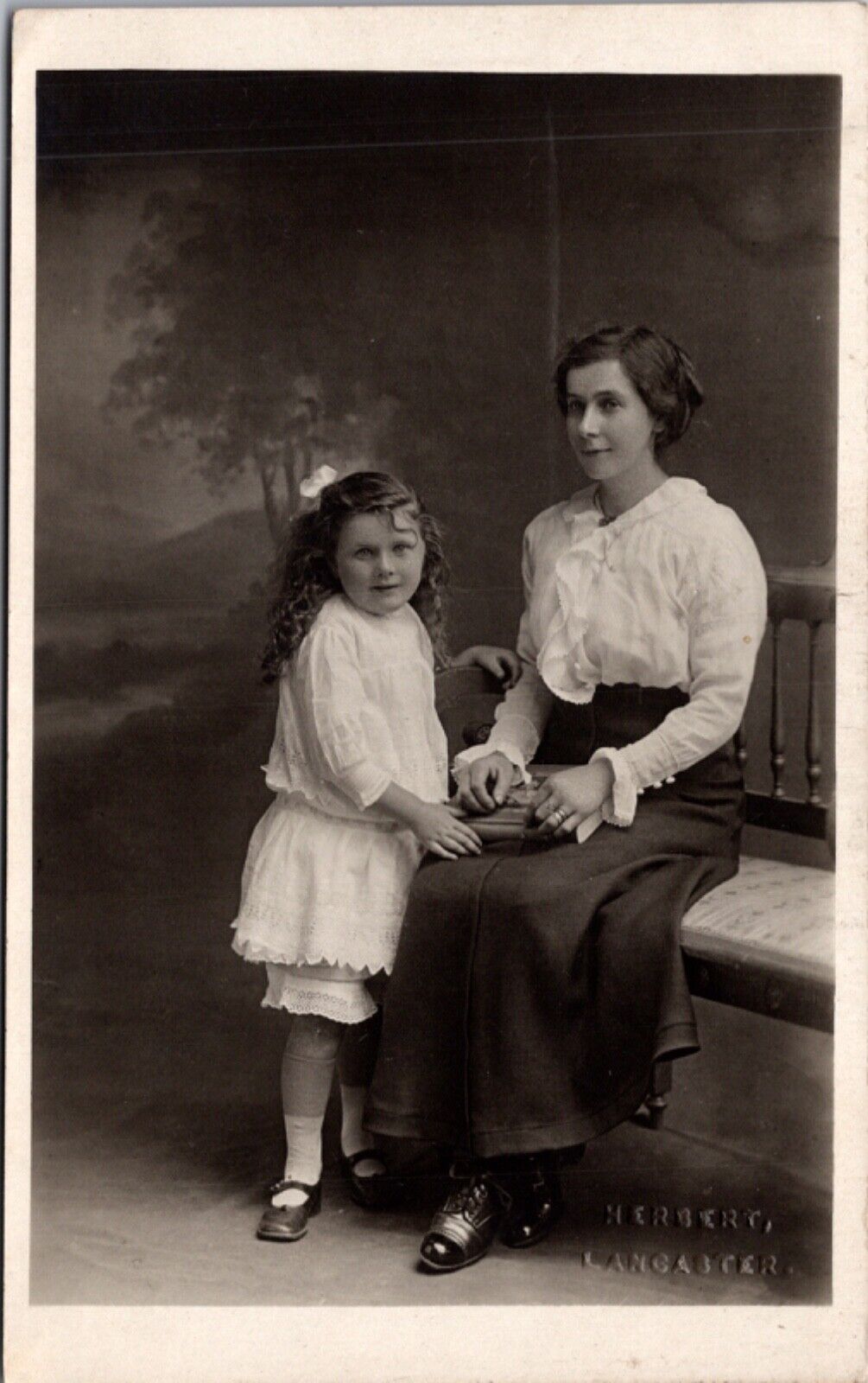 Real Photo Postcard Portrait of a Mother and Daughter