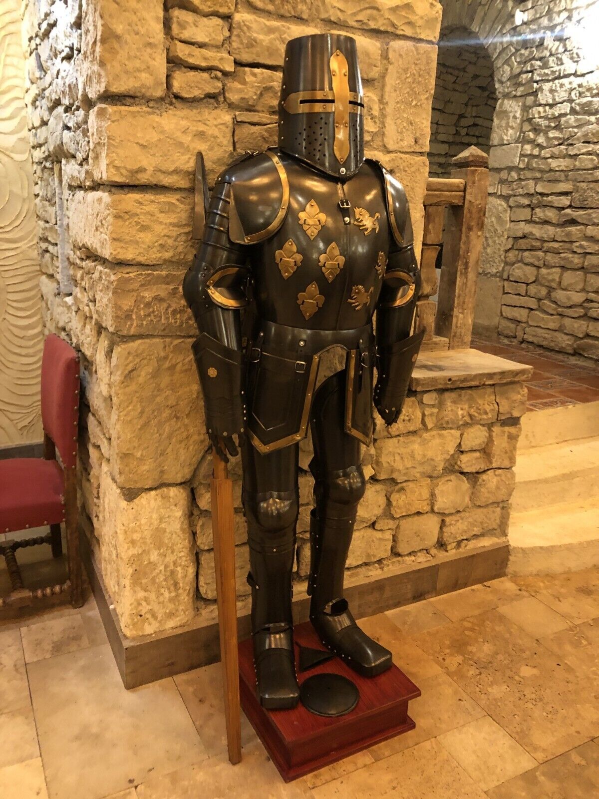 Knights Templar Suit Of Armour Medieval Black Armor Statue Costume