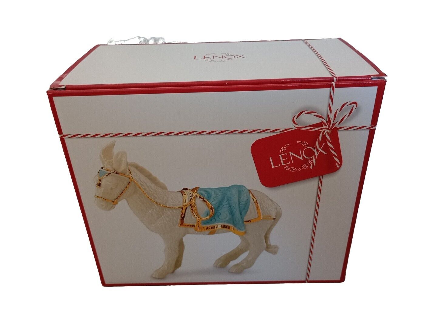 Lenox First Blessing Nativity Donkey Figurine Standing Ivory Blue Blanket RARE