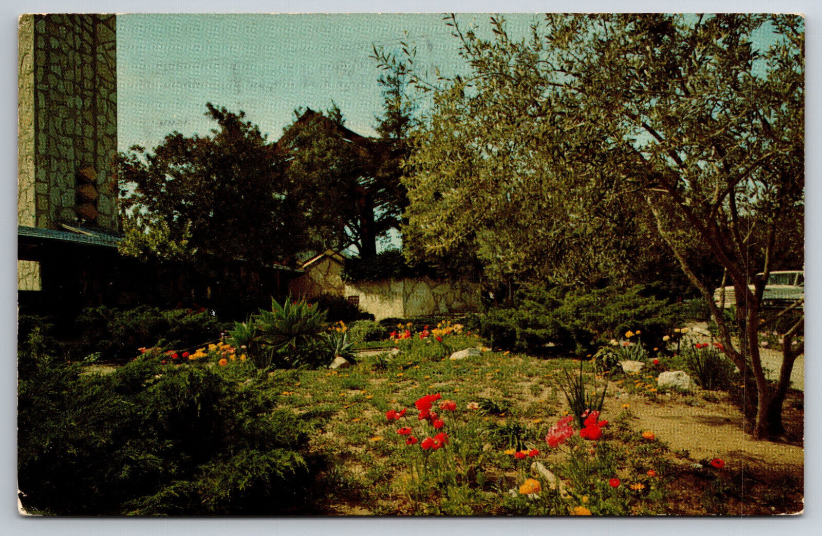 Vintage Postcard CA Portuguese Bend Wayfarers Chapel Springtime Chrome ~10124
