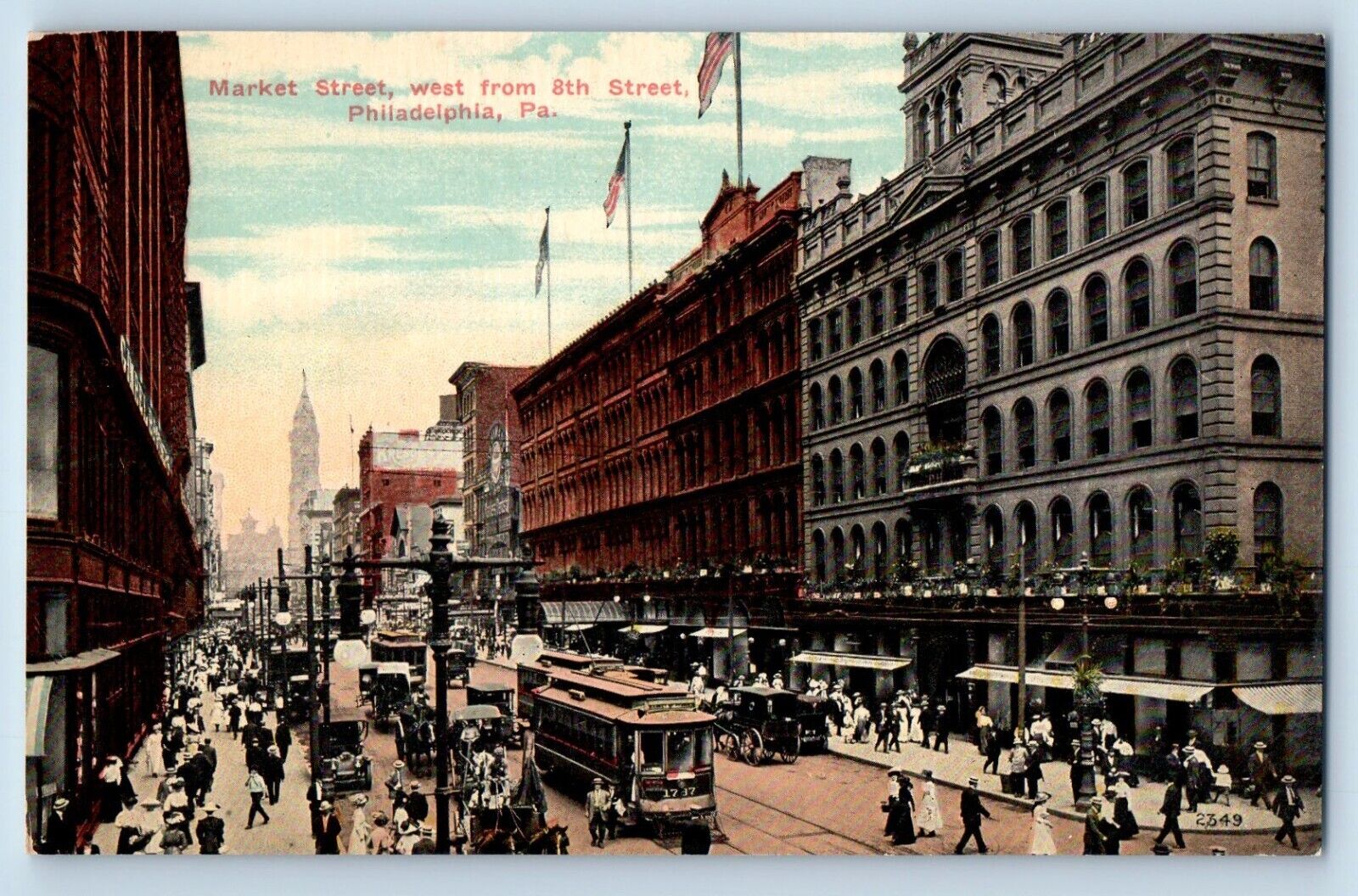 Philadelphia Pennsylvania PA Postcard Market Street West From 8th Street Vintage