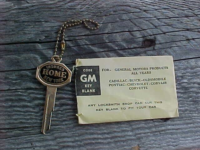 1936-1966 INSURED HOME NY GOLD KEY BLANK GM PASSENGER CAR NOS W ORIG ENVELOPE