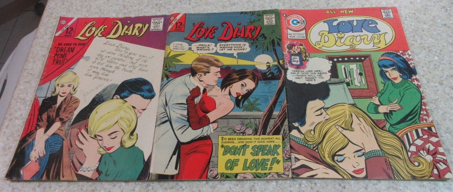 13 Charlton Love Comics, 1963 to 1975, Lots of tasty love comics great condition