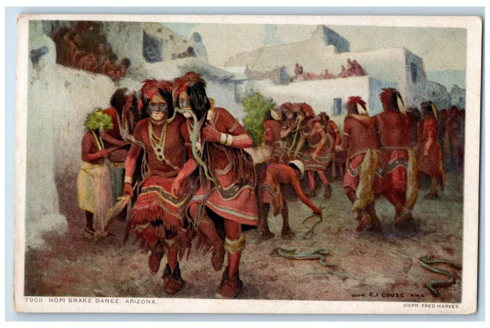 c1910's View Of Hopi Snake Dance Arizona AZ Antique Fred Harvey Posted Postcard