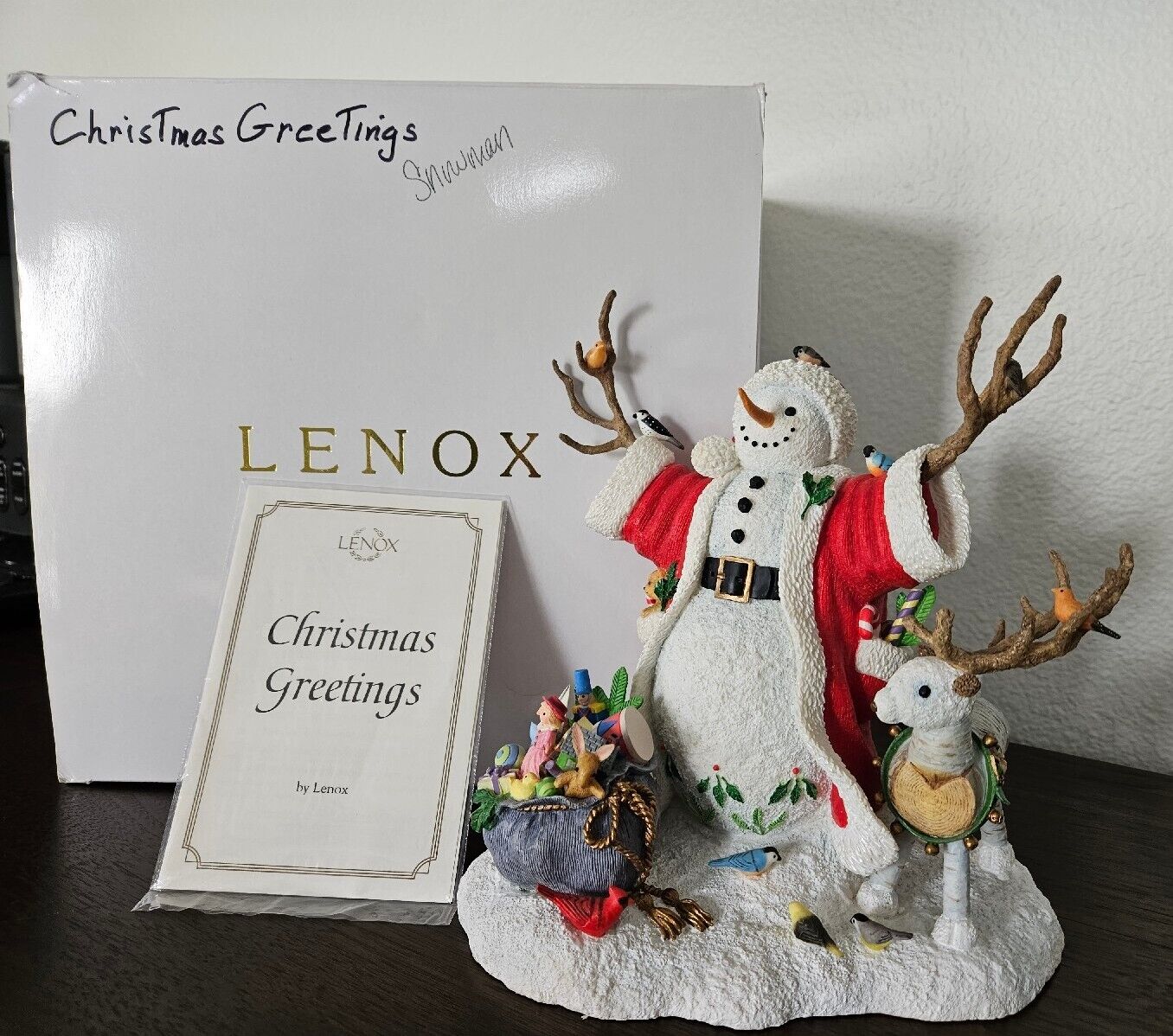 Lenox CHRISTMAS GREETINGS Snowman Santa Lynn Bywaters Figurine, Box, Paper 2000