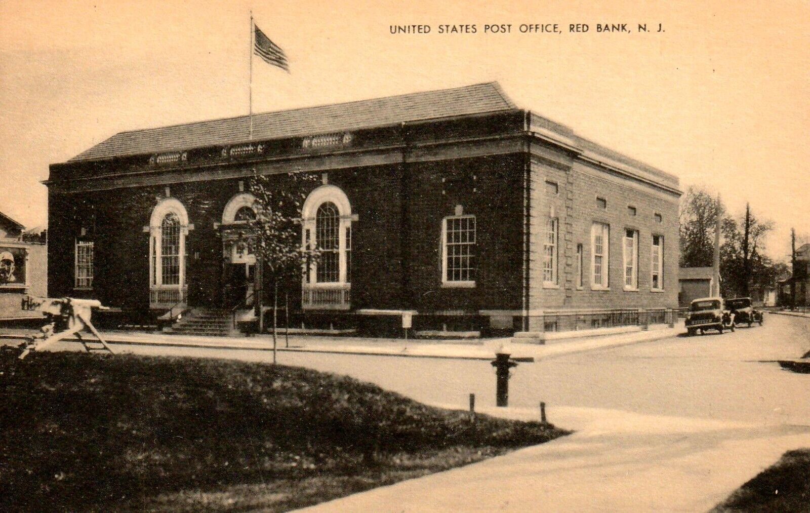 United States Post Office Red Bank NJ New Jersey Vintage Postcard