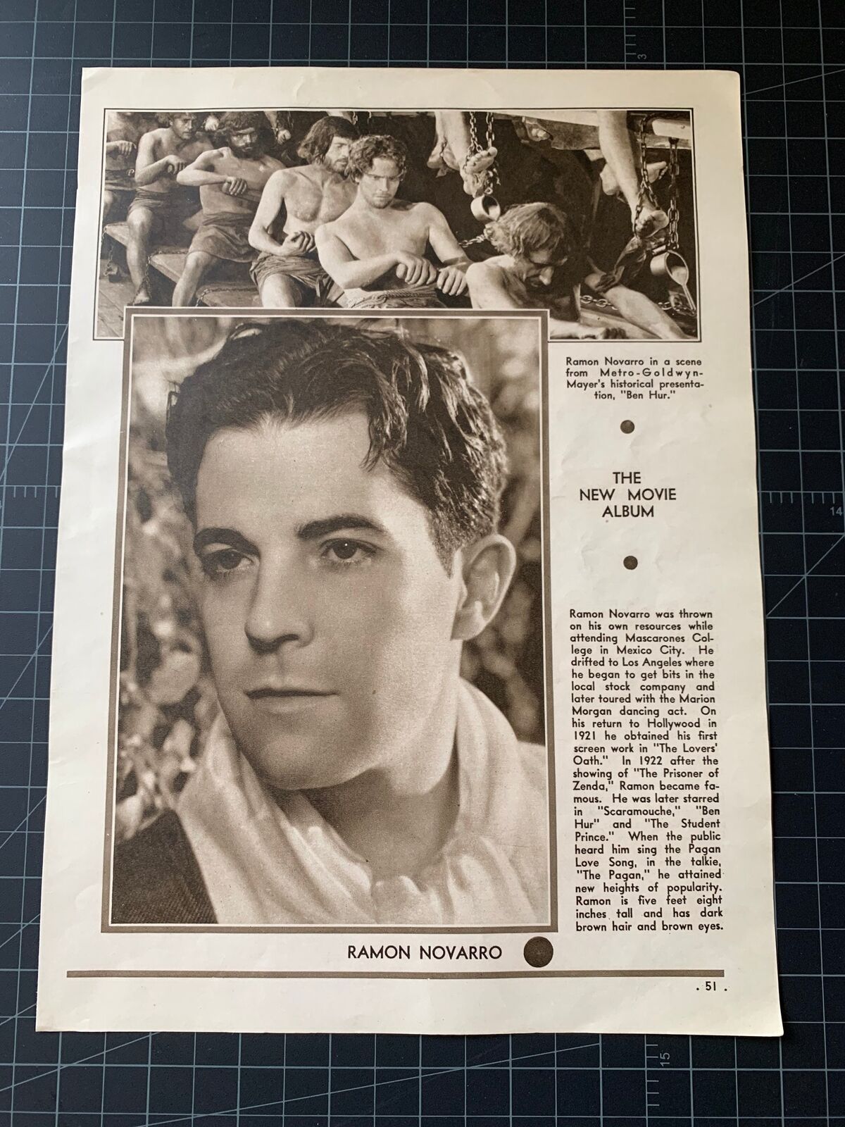 Rare/Scarce Vintage 1930 Hollywood Star Portrait - Ramon Navarro - Publicity