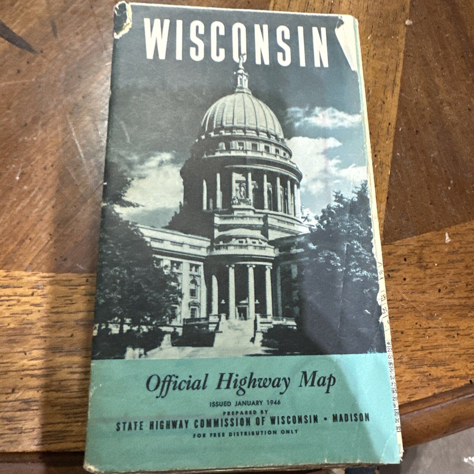 Vintage 1946 Wisconsin Official Road Map – State Highway Department