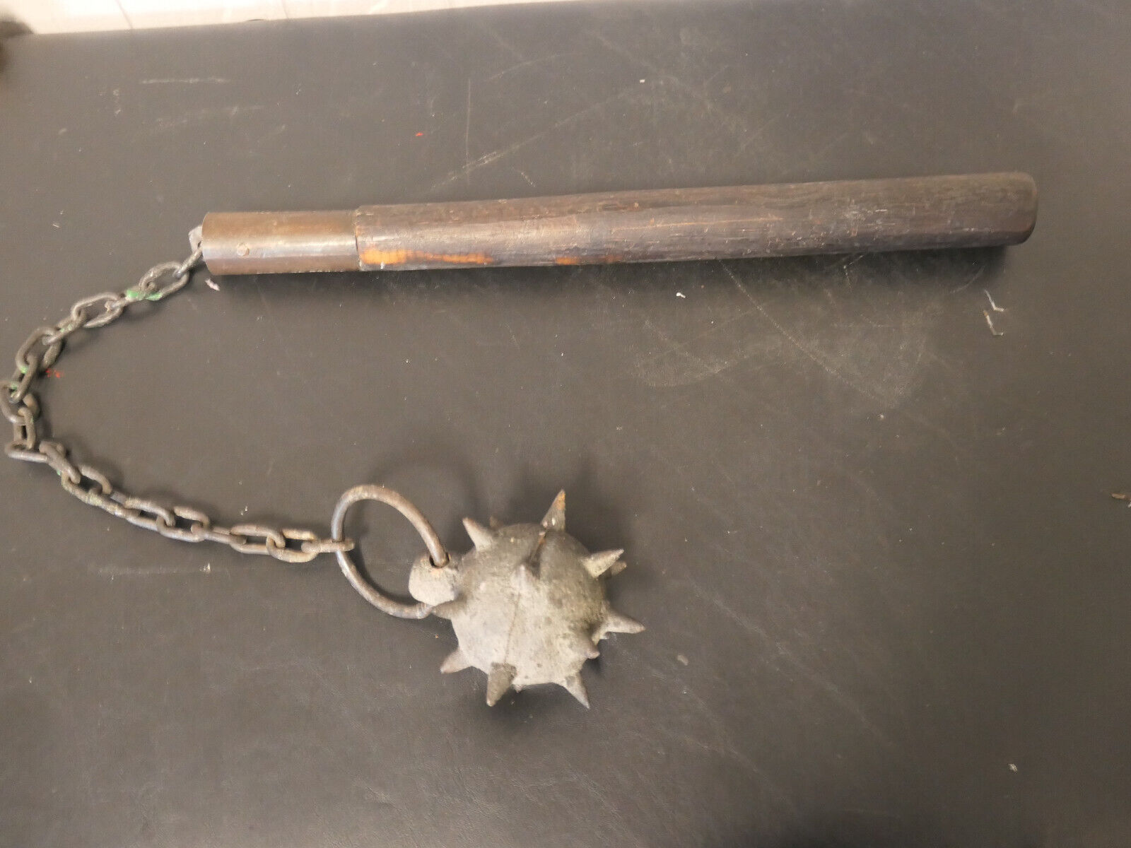Antique Medieval Flail Morning Star Mace & Chain Pole Weapon Made In Spain #1