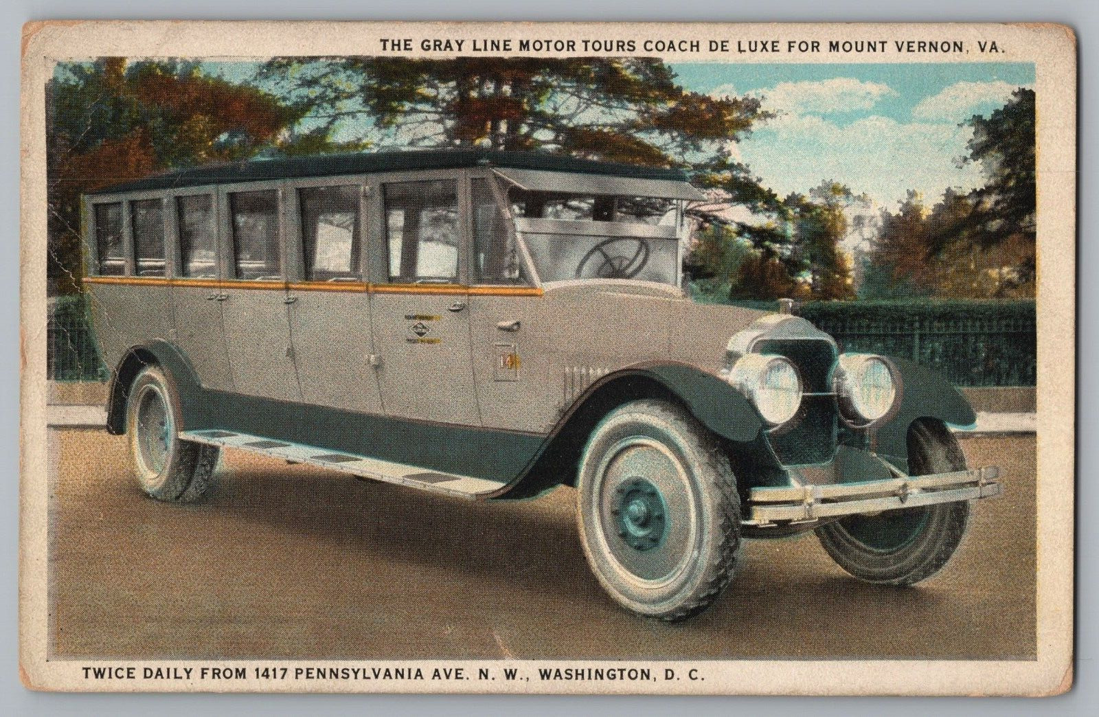Postcard Grey Line Coach De Luxe, Tour of Mount Vernon